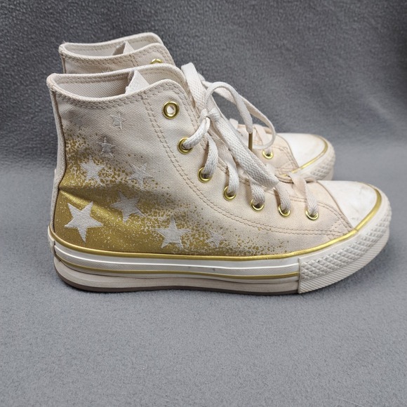 Converse All Star Womens 6.5 Gold Stars Eva Lift Platform Canvas Shoes Youth 4.5 - Picture 2 of 13